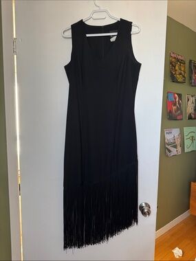 🇨🇦Vintage Jolibel Classic Black Fringe Sheath Dress - Women